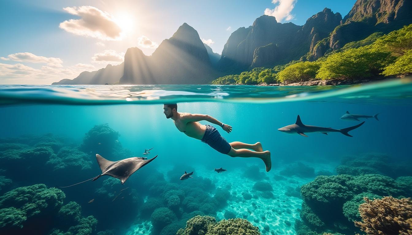 découvrez une expérience unique à bora bora et moorea en nageant aux côtés des raies et des requins dans des eaux cristallines, pour une aventure inoubliable en polynésie française.